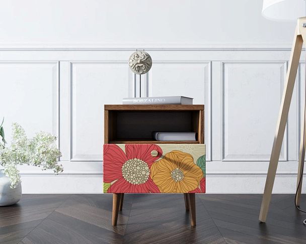 Тумбочка Berber с одним ящиком 5 принт арт BB06/Print_05, разноцветная - Вид 2