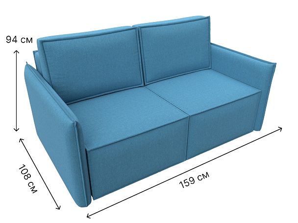 Диван прямой Либерти мини Рогожка голубой - Вид 11