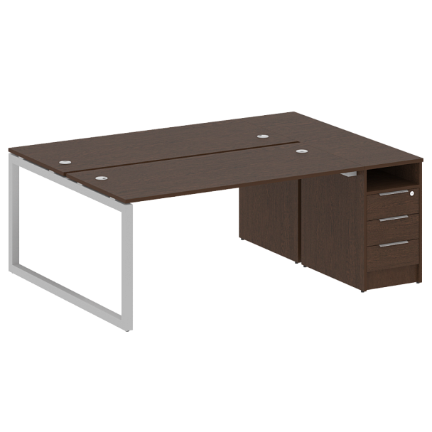 Metal System Quattro Р. ст. с тумбой на О-образном м/к 50БО.РС-СТП-2.4 Венге/Серый металл 2012*1475*750 - Вид 1