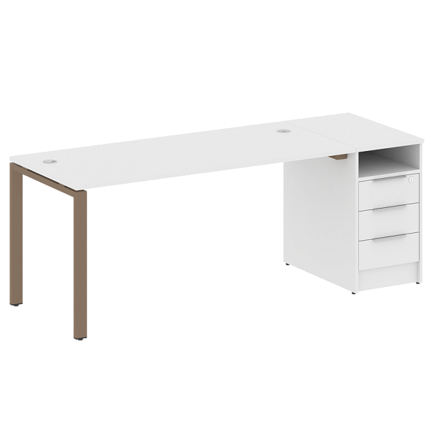 Metal System Р. ст. с тумбой на П-образном м/к БП.РС-СТП-1.4 Белый/Мокко металл 2012*720*750 - Вид 1