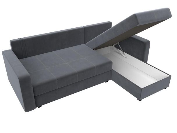 Диван угловой Ливерпуль Лайт правый угол Велюр серый - Вид 9