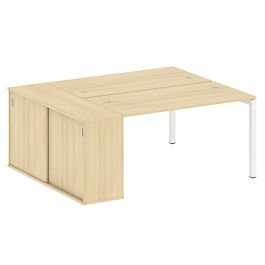 Metal System Quattro Р. ст. с шкафом-купе на П-образном м/к 50БП.РС-СШК-1.3 Т Акация/Белый металл 1810*1475*750 - Фото предпросмотра