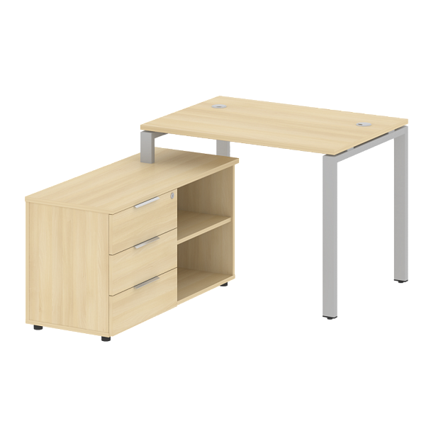 Metal System Р. ст. с тумбой на П-образном м/к БП.РС-СТС-2.1 (L) Акация/Серый металл 1100*1520*750 - Вид 1