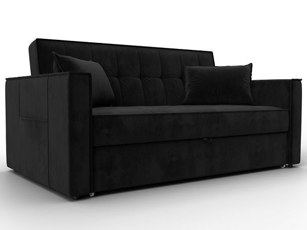 Диван прямой Лига-104 (140) Велюр черный - Вид 1