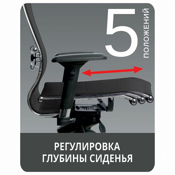 Кресло офисное МЕТТА "SAMURAI" Black Edition, сверхпрочная сетка, регулируемое, черное - Вид 10