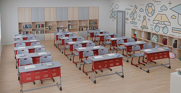 Парта Smart на плоскоовале 2М с РН (столеш. ЛДСП ЗУ, экран ЛДСП, полка), гр.5-7 - Вид 12