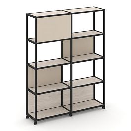 Shelf Mobile Стеллаж 5 уровней 2 секции VR.LT-STK-514.12 Денвер Светлый/Металл Черный/W-04 2370*400*2000 - Фото предпросмотра