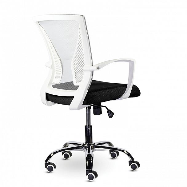 Кресло BRABIX "Wings MG-306", пластик белый, хром, сетка, серое/черное, 532010 - Вид 6