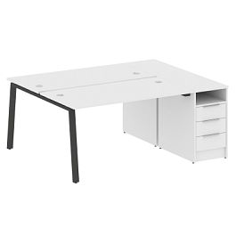 Метал Систем / Metal System Р. ст. с тумбой на А-образном м/к БА.РС-СТП-2.3 Белый/Антрацит металл 1812*1475*750 - Фото предпросмотра