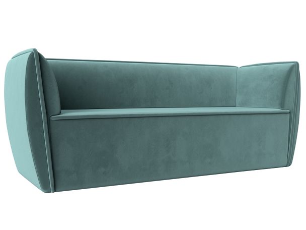 Прямой диван Бергамо 3-х местный (полностью велюр бирюзовый) - Вид 1