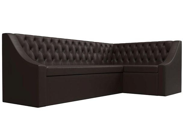 Кухонный угловой диван Мерлин правый (полностью экокожа коричневая) - Вид 3