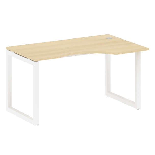 Metal System Quattro Стол криволинейный правый на О-образном м/к 50БО.СА-2 (R) Акация/Белый металл 1400*900*750 - Вид 1