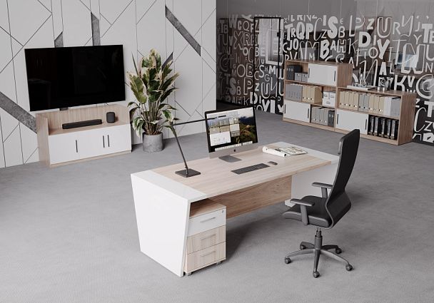 Стеллаж низкий, древесный Asti 135x45x85,8 дуб урбан - Вид 2