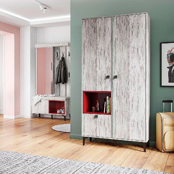 Прихожая Милан шкаф универсальный (2100х984х366) артвуд темный/артвуд темный - Вид 3