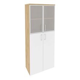 Onix Шкаф высокий широкий O.ST-1.7 R Тиквуд светлый/Белый бриллиант 800*420*1977 - Фото предпросмотра