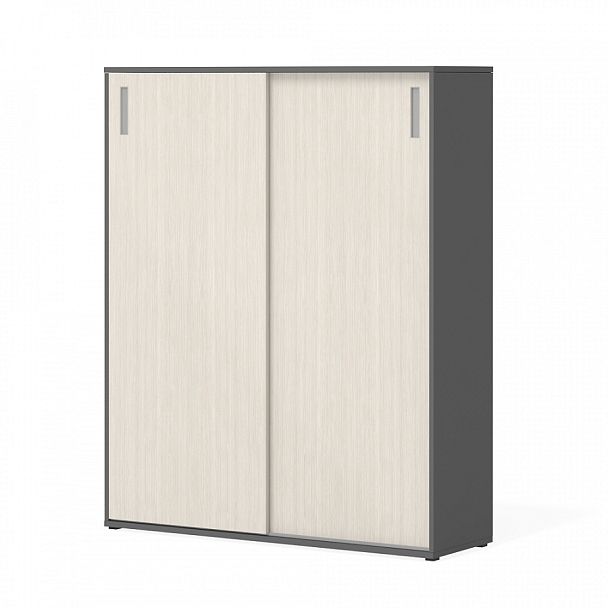 Шкаф-купе двухдверный средний "Тандем"  ПК-ТН-Ш147Х120/2ДК/1-В2-909 дуб альпийский+антрацит - Вид 1