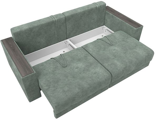 Диван прямой с декором Лига-049 НПБ Велюр зеленый - Вид 8
