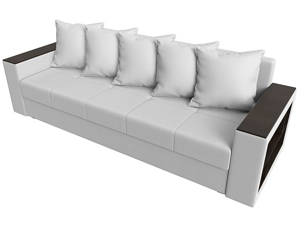 Диван прямой Дубай Лайт полки справа (полностью экокожа белая) - Вид 5