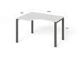 UNITY РМСУ9-12L БЕЛЫЙ Стол на металлокаркасе угловой левый 1200х900х750 - Фото предпросмотра