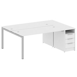 Metal System Quattro Р. ст. с тумбой на П-образном м/к 50БП.РС-СТП-2.4 Белый/Серый металл 2012*1475*750 - Фото предпросмотра