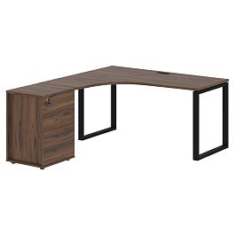 Стол эргономичный с тумбой EQCET 1518(L) Дуб Денвер тёмный/Черный 1560х1880х750 EDIS - Фото предпросмотра