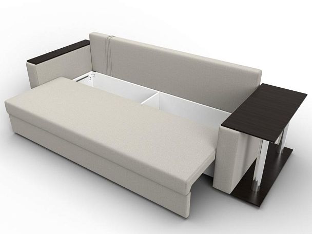 Диван прямой Атланта Лайт со столом справа Рогожка бежевый - Вид 7