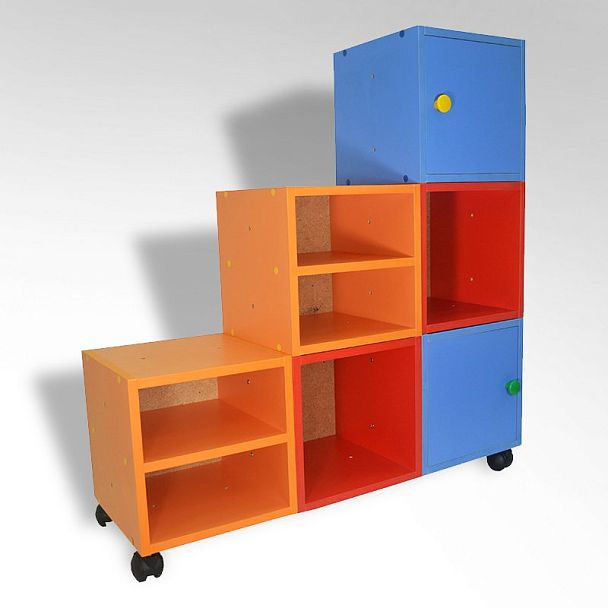Модульный стеллаж Тетрис, с дверкой, ЛДСП цветной - Вид 2