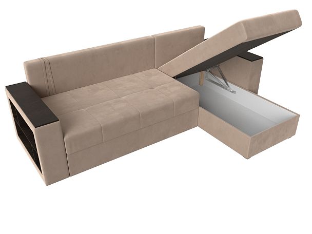 Диван угловой Дубай Лайт угол правый (полностью велюр бежевый) - Вид 7