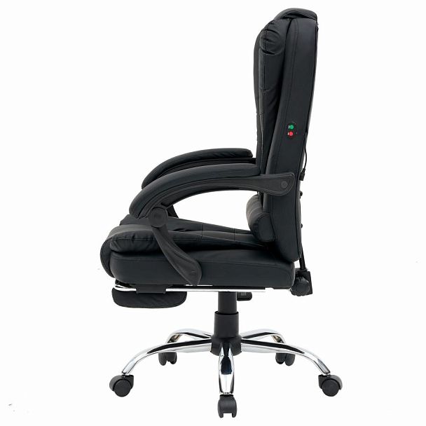 Кресло офисное CROMEX "Chill MS-005", с функцией вибромассажа, подножка, экокожа, черное, 532958 - Вид 7