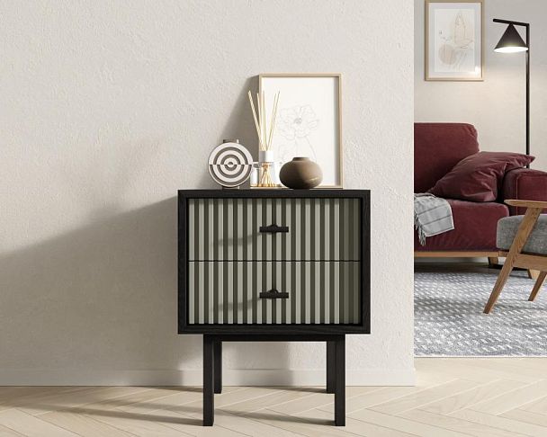 Тумбочка с двумя ящиками Emerson арт EM16/gray/L - Вид 5