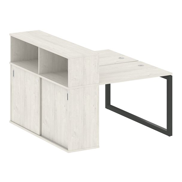 Metal System Quattro Р. ст. с шкафом-купе на О-образном м/к 50БО.РС-СШК-2.1 Т Дуб наварра/Антрацит металл 1410*1475*1098 - Вид 1