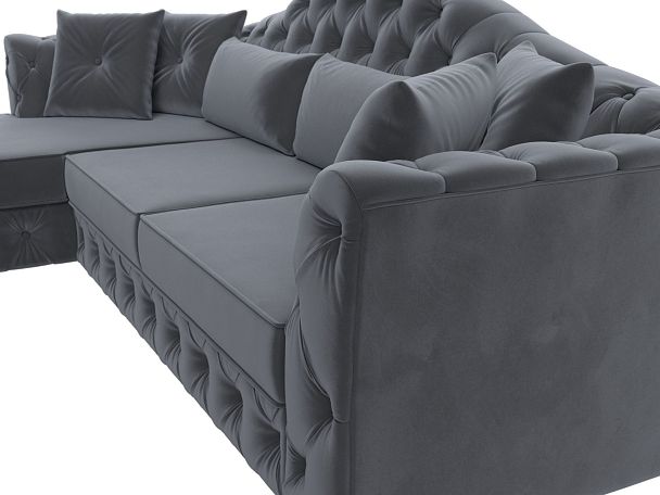 Диван угловой Артис левый угол Велюр серый - Вид 4