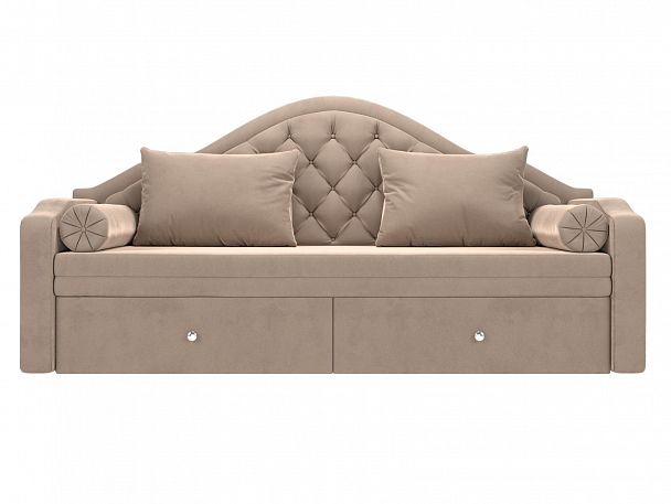 Прямой диван софа Сойер (полностью велюр бежевый) - Вид 2