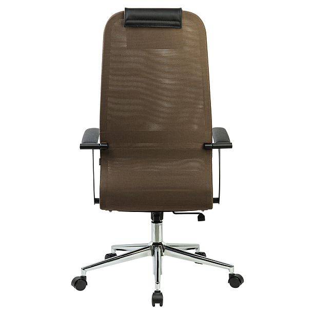 Кресло BRABIX PREMIUM "Ultimate EX-801" хром, плотная двойная сетка Х2, черное/коричневое, 532920 - Вид 6