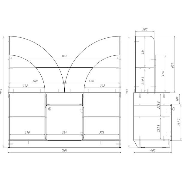 Стенка модульная Радуга, модуль 3, цветной фасад - Вид 2