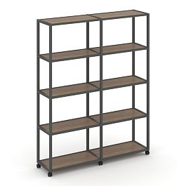 Shelf Mobile Стеллаж 5 уровней 2 секции VR.LT-STK-511.06 Дуб Аризона/Металл Антрацит 1170*400*2000 - Фото предпросмотра