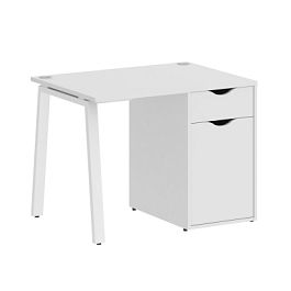 Home Office Стол письменный VR.SP-3-98.1.A Белый/Белый металл 980*720*750 - Фото предпросмотра