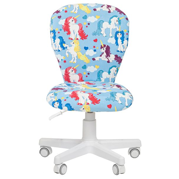 Кресло CHAIRMAN KIDS 105, пластик белый, ткань велюр, принт единороги - Вид 2