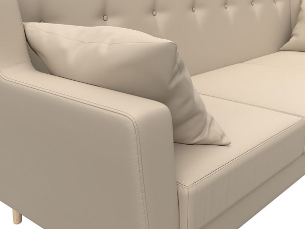 Прямой диван Брайтон 3 (полностью экокожа бежевая) - Вид 4