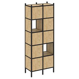 Loft Прямой стеллаж наборный VR.L-05 Тиквуд светлый/Чёрный металл 862*446*1869 - Фото предпросмотра