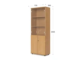 UNITY РШКС-02 БУК Шкаф со стеклянными дверьми Прямой 730x380x1966 - Фото предпросмотра