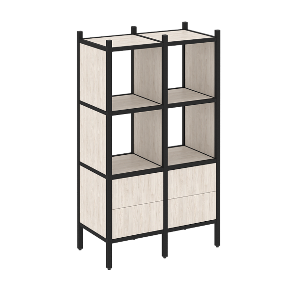 Loft Прямой стеллаж наборный VR.L-03 Денвер светлый/Чёрный металл 862*446*1458 - Вид 1