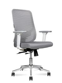Кресло офисное / Best LB white / белый пластик / серая сетка / серая ткань /база хром - Фото предпросмотра