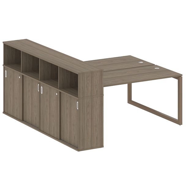 Metal System Quattro Р. ст. с шкафом-купе на О-образном м/к 50БО.РС-СШК-4.4 Т Вяз/Мокко металл 2010*2332*1098 - Вид 1