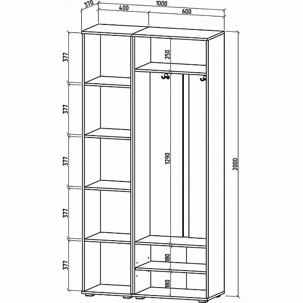 Стенка для прихожей Тунис-1 - Вид 2