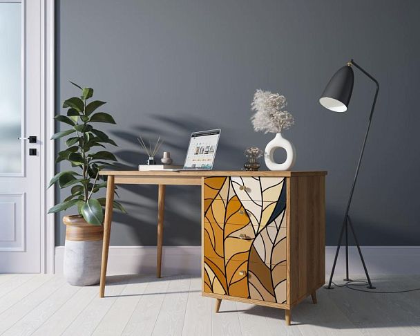 Стол рабочий Berber принт 08 с одной тумбой арт BB31/Print_08 - Вид 3