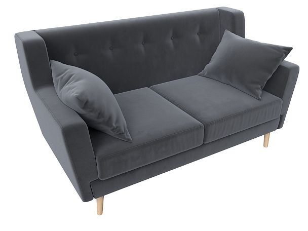 Прямой диван Брайтон 2 (полностью велюр серый) - Вид 5