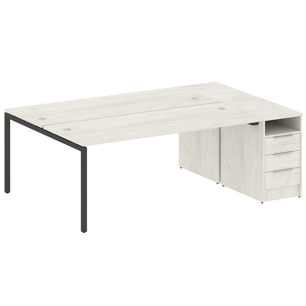 Metal System Quattro Р. ст. с тумбой на П-образном м/к 40БП.РС-СТП-2.5 Дуб наварра/Антрацит металл 2212*1475*750 - Вид 1