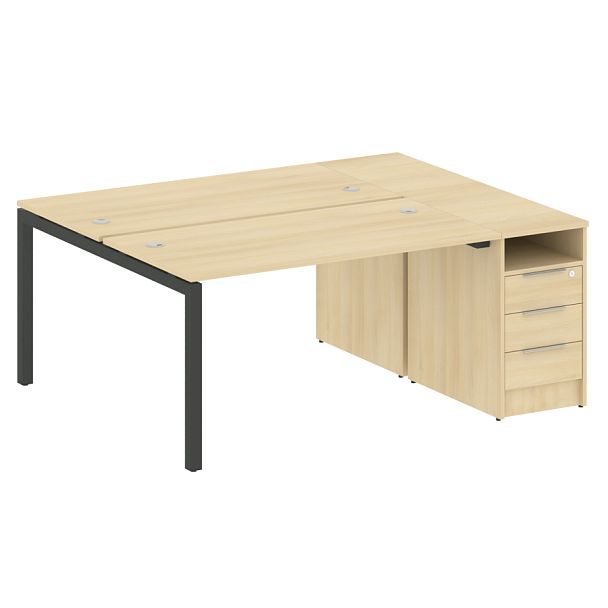 Metal System Quattro Р. ст. с тумбой на П-образном м/к 50БП.РС-СТП-2.3 Акация/Антрацит металл 1812*1475*750 - Вид 1