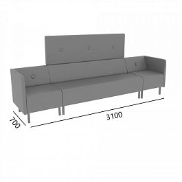 (ska-dmk3bk) Диван модульный Скайнет (ska-kmap1 + ska-d3mbbp + ska-kmap1) - Фото предпросмотра